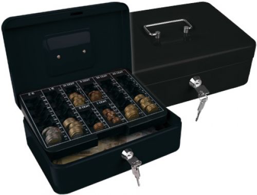 Cofre com bandeja para moedas q-connect 250x90x180 mm preto , Q-connect , 37607 , 5705831042780